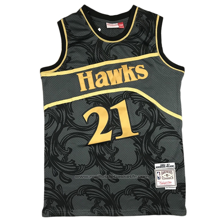 Maillot Atlanta Hawks Dominique Wilkins #21 1986-87 Hardwood Classic Noir